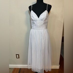 Amsale light gray Spaghetti Strap bridesmaid Dress
